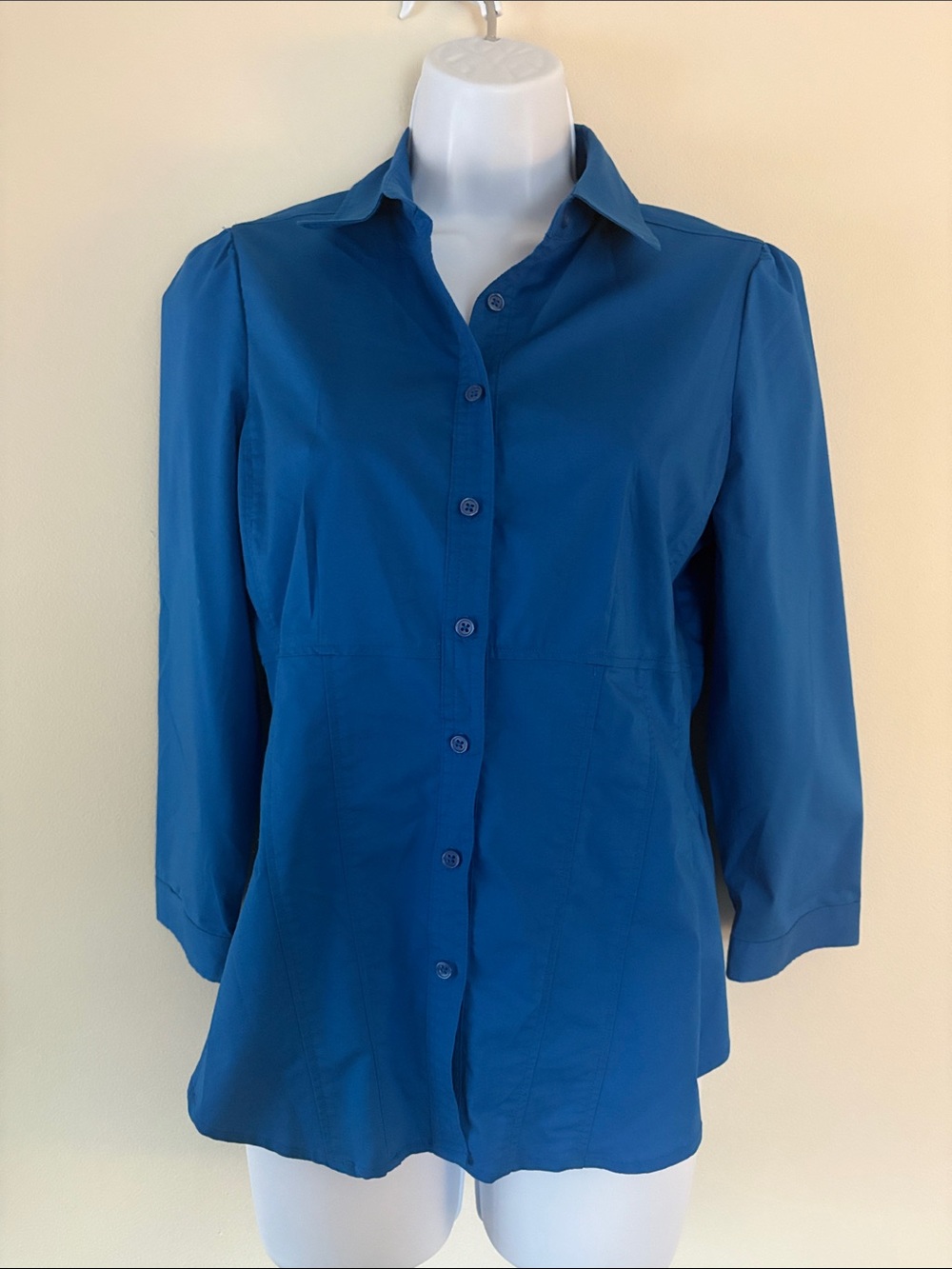 New York & Company Blue Button-Down Collared Women's Shirt
